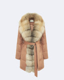 AURORA | Vicuña Long Down Jacket with Fox Fur Collar and Lapels