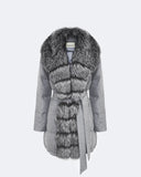 AURORA | Vicuña Long Down Jacket with Fox Fur Collar and Lapels