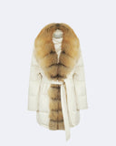AURORA | Vicuña Long Down Jacket with Fox Fur Collar and Lapels