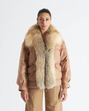 BEATRICE | Vicuña Puffer Jacket with Fox Fur Collar and Lapels