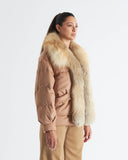 BEATRICE | Vicuña Puffer Jacket with Fox Fur Collar and Lapels