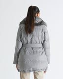 AURORA | Vicuña Long Down Jacket with Fox Fur Collar and Lapels