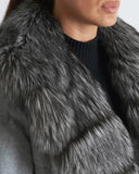 AURORA | Vicuña Long Down Jacket with Fox Fur Collar and Lapels