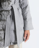 AURORA | Vicuña Long Down Jacket with Fox Fur Collar and Lapels
