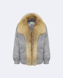 BEATRICE | Vicuña Puffer Jacket with Fox Fur Collar and Lapels