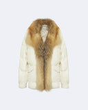BEATRICE | Vicuña Puffer Jacket with Fox Fur Collar and Lapels