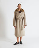 ELLA | Cashmere Long Coat with natural marten collar