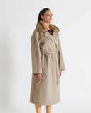 ELLA | Cashmere Long Coat with natural marten collar