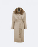 ELLA | Cashmere Long Coat with natural marten collar