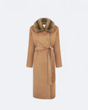 ELLA | Cashmere Long Coat with natural marten collar