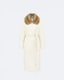 ELLA | Cashmere Long Coat with natural marten collar
