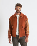 HERON | Wool and Cashmere Bomber with Leather Sleeves and Details