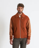 HERON | Wool and Cashmere Bomber with Leather Sleeves and Details