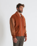 HERON | Wool and Cashmere Bomber with Leather Sleeves and Details