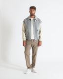 HERON | Wool and Cashmere Bomber with Leather Sleeves and Details