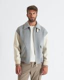 HERON | Wool and Cashmere Bomber with Leather Sleeves and Details