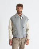 HERON | Wool and Cashmere Bomber with Leather Sleeves and Details