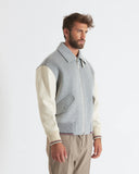 HERON | Wool and Cashmere Bomber with Leather Sleeves and Details