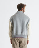 HERON | Wool and Cashmere Bomber with Leather Sleeves and Details