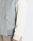 HERON | Wool and Cashmere Bomber with Leather Sleeves and Details