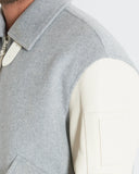 HERON | Wool and Cashmere Bomber with Leather Sleeves and Details