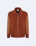 HERON | Wool and Cashmere Bomber with Leather Sleeves and Details