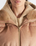 LARA | Vicuña Puffer Jacket with Hood, Knit Trim and Mink Collar