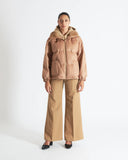 LARA | Vicuña Puffer Jacket with Hood, Knit Trim and Mink Collar