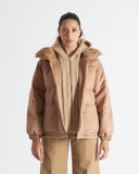LARA | Vicuña Puffer Jacket with Hood, Knit Trim and Mink Collar