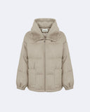 LARA | Vicuña Puffer Jacket with Hood, Knit Trim and Mink Collar