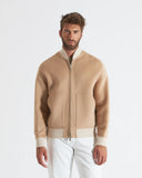 LAURENT | Wool and Cashmere Bomber with Contrasting Knit Details