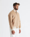 LAURENT | Wool and Cashmere Bomber with Contrasting Knit Details