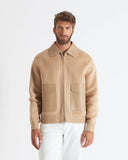 LOUIS | Wool and Cashmere Bomber with Leather Details