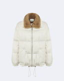 SERENA | Puffer Jacket with Mink Collar and Wool Trim